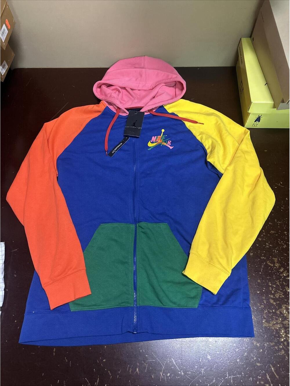 Jordan Hoodie Mens XL Multicolor Full Zip Nike Air Jumpman Graphic Colorblock